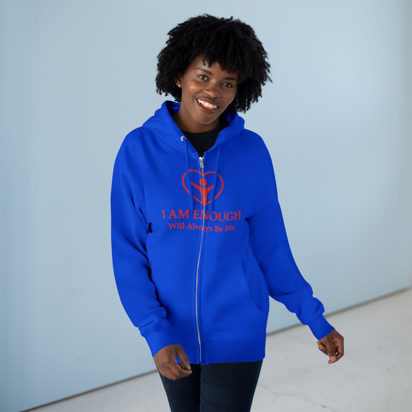 'I Am Enough.' Brand Logo and Icon Unisex Zip Hoodie