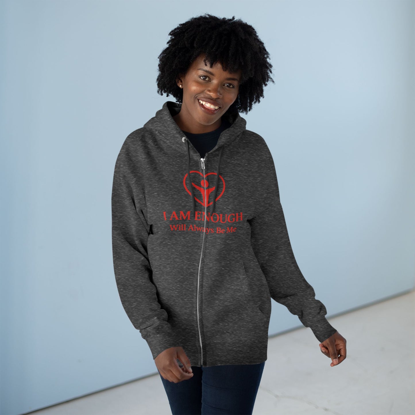 'I Am Enough.' Brand Logo and Icon Unisex Zip Hoodie