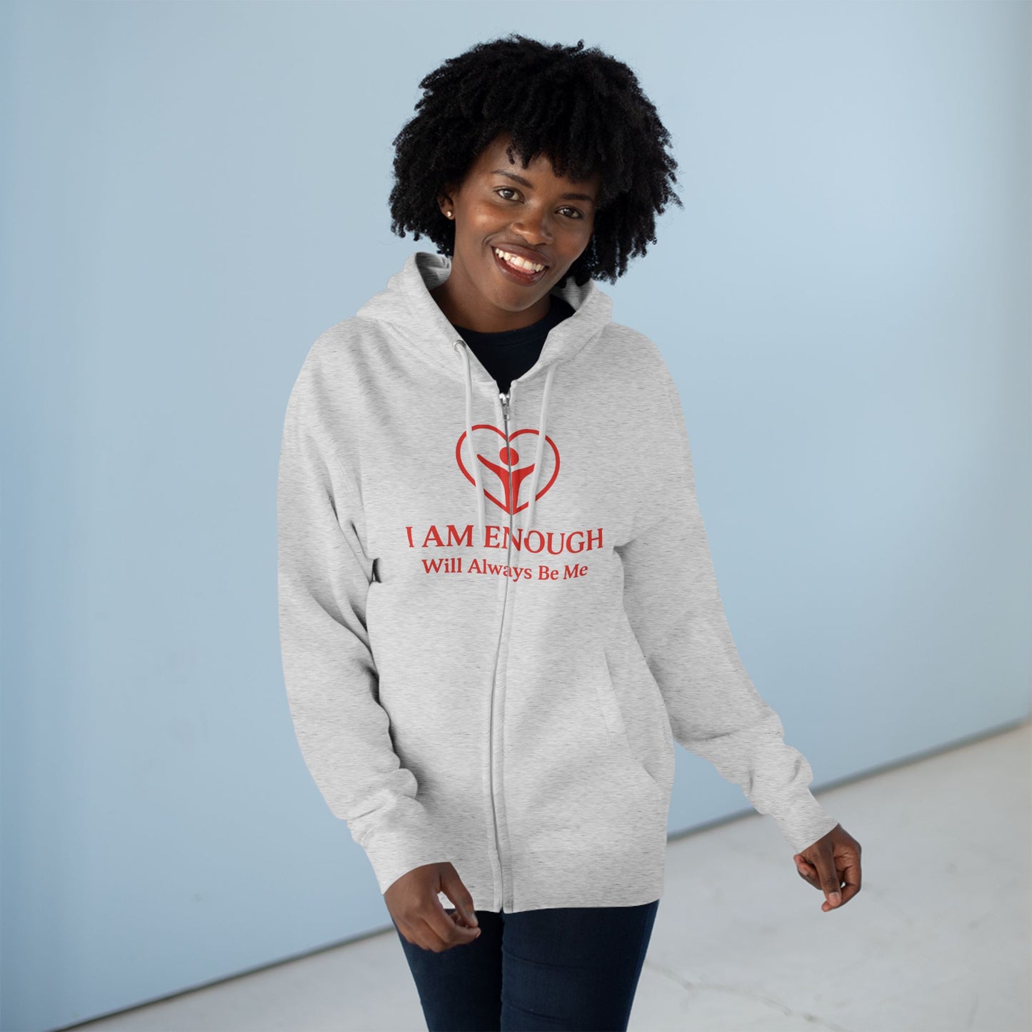'I Am Enough.' Brand Logo and Icon Unisex Zip Hoodie