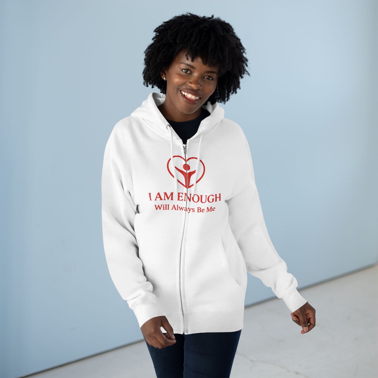 'I Am Enough.' Brand Logo and Icon Unisex Zip Hoodie
