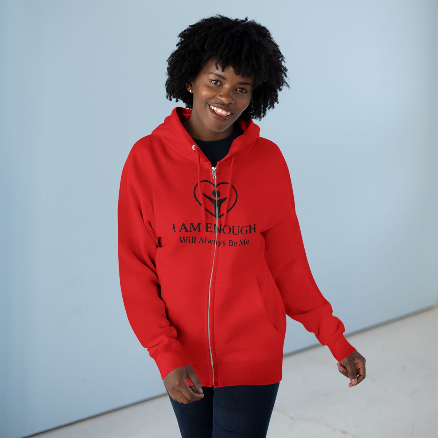 'I Am Enough.' Brand Logo and Icon Unisex Zip Hoodie