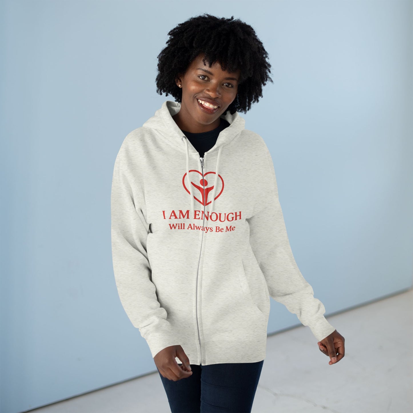 'I Am Enough.' Brand Logo and Icon Unisex Zip Hoodie