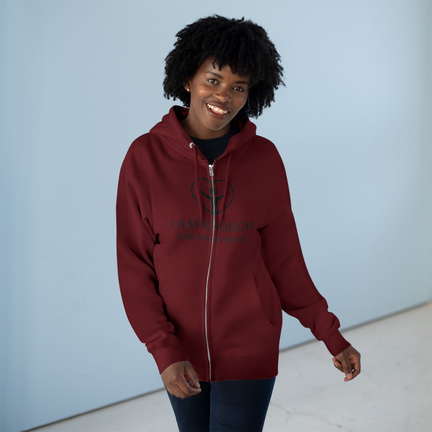 'I Am Enough.' Brand Logo and Icon Unisex Zip Hoodie