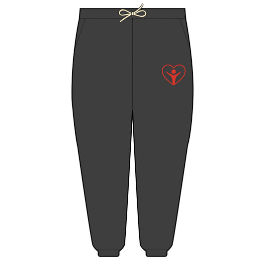 'I AM ENOUGH.' Brand Icon on Cozy Heart-Embroidered Fleece Sweatpants