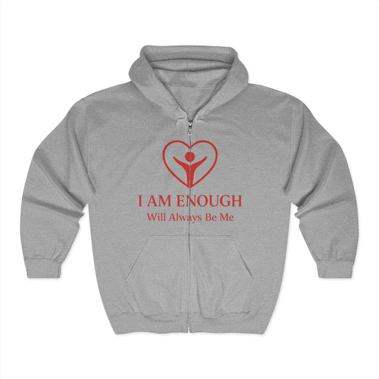'I Am Enough' Brand Logo and Icon Full Zip Hoodie - Unisex Heavy Blend™