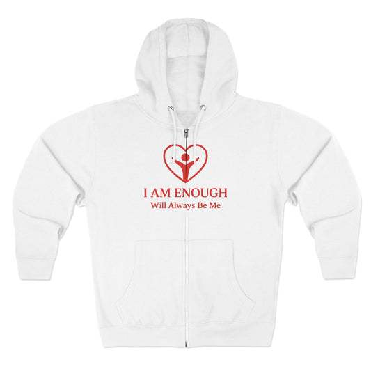 'I Am Enough.' Brand Logo and Icon Unisex Zip Hoodie